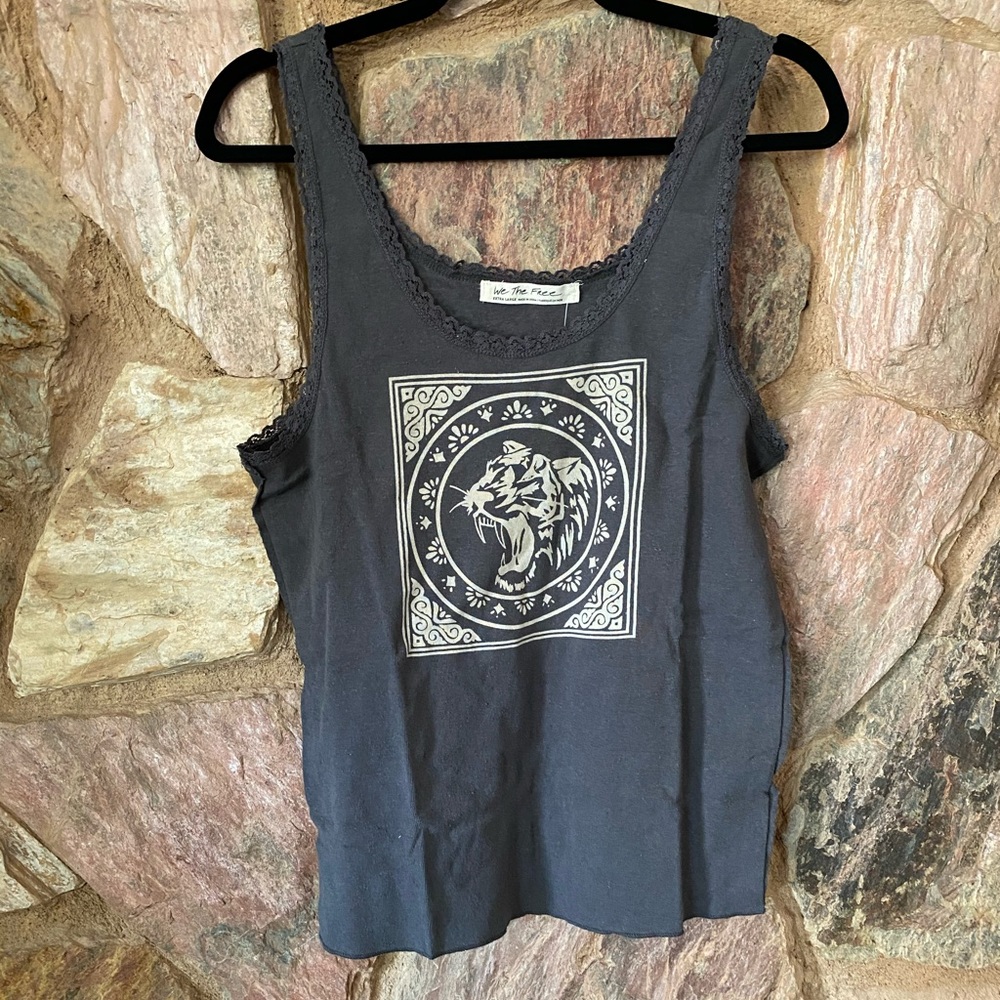 Free people charcoal Tiger tank top